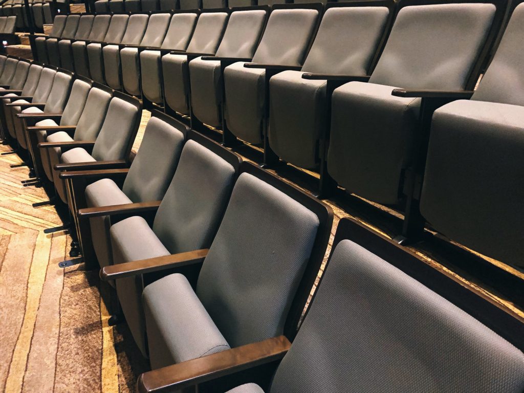 Row of empty seat in theater hall , auditorium.